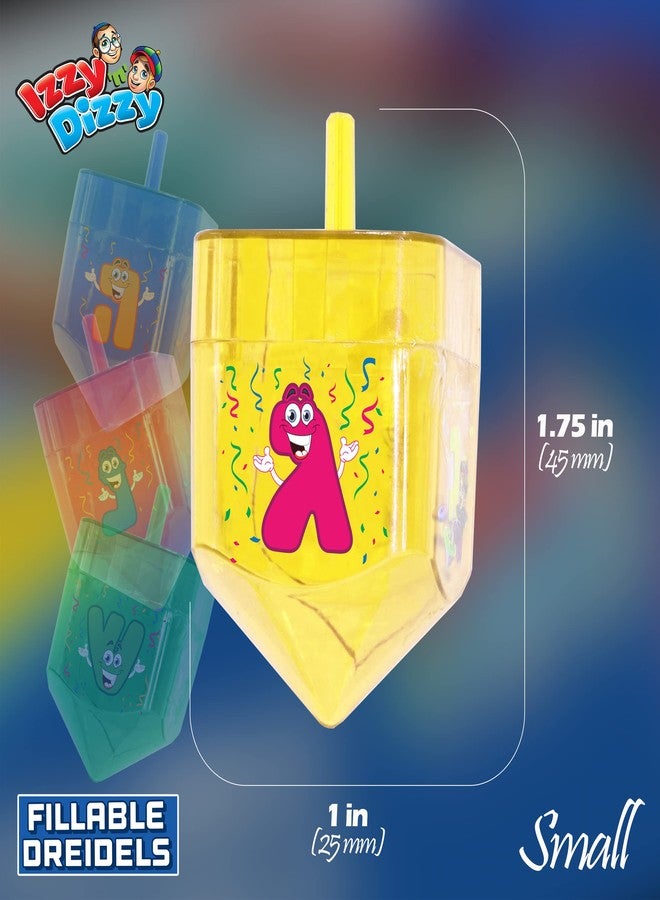 Izzy 'n' Dizzy 4 Pack Fillable Dreidels - Small 1.75 x 1 Inch - Great for Chocolate Coins and Candy - Assorted Colors - Image 3